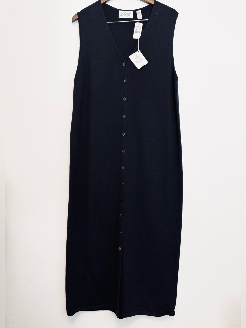 Lord & Taylor Vintage Deadstock Black Sleeveless Button-Front Maxi Dress